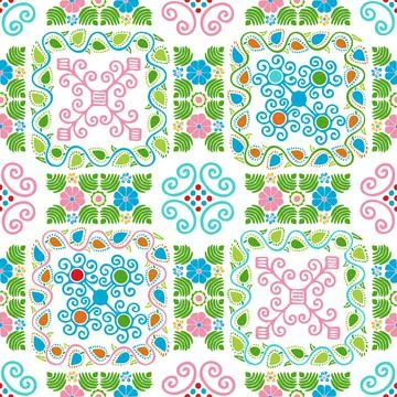 Seamless pattern design inspired by traditional Hungarian embroidery Stock Illustration