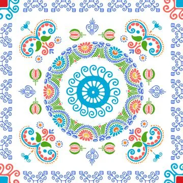 Seamless pattern design inspired by traditional Hungarian embroidery Stock Illustration