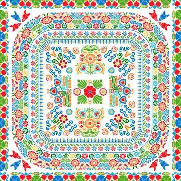 Seamless pattern design inspired by traditional Hungarian embroidery Stock Illustration