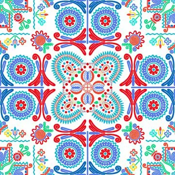 Seamless pattern design inspired by traditional Hungarian embroidery Stock Illustration