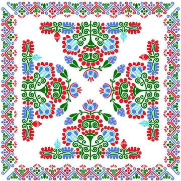 Seamless pattern design inspired by traditional Hungarian embroidery Stock Illustration