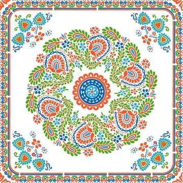 Seamless pattern design inspired by traditional Hungarian embroidery Stock Illustration