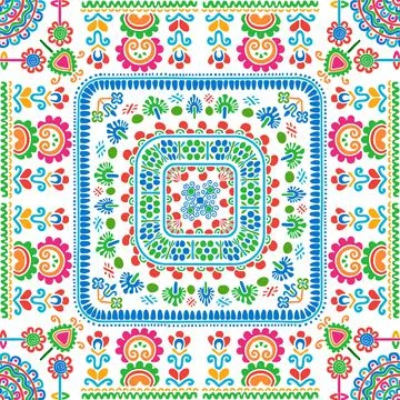 Seamless pattern design inspired by traditional Hungarian embroidery Stock Illustration