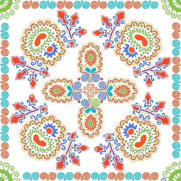 Seamless pattern design inspired by traditional Hungarian embroidery Stock Illustration