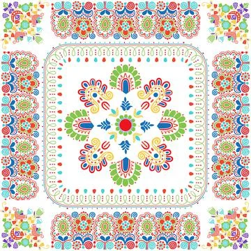 Seamless pattern design inspired by traditional Hungarian embroidery Stock Illustration