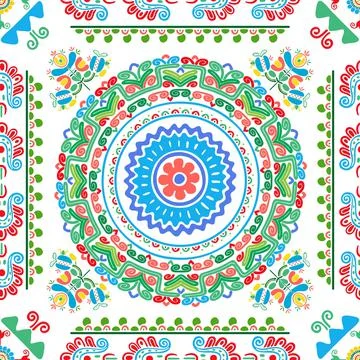 Seamless pattern design inspired by traditional Hungarian embroidery Stock Illustration