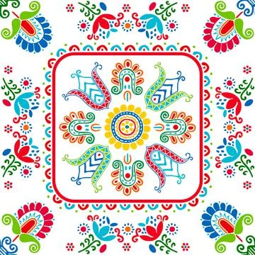 Seamless pattern design inspired by traditional Hungarian embroidery Stock Illustration