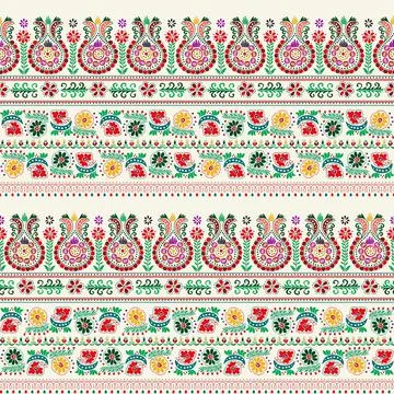 Seamless pattern design inspired by traditional Hungarian embroidery Stock Illustration