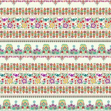 Seamless pattern design inspired by traditional Hungarian embroidery Stock Illustration