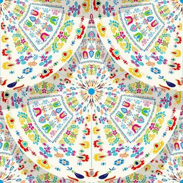 Seamless pattern design inspired by traditional Hungarian embroidery Stock Illustration