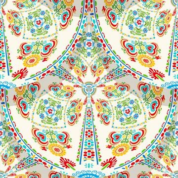 Seamless pattern design inspired by traditional Hungarian embroidery Stock Illustration