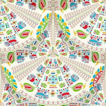 Seamless pattern design inspired by traditional Hungarian embroidery 스톡 일러스트