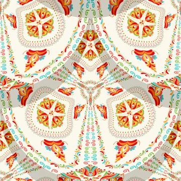 Seamless pattern design inspired by traditional Hungarian embroidery Stock Illustration