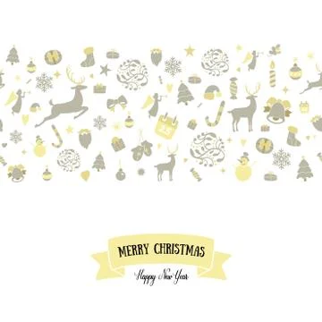 Seamless pattern design. Merry Christmas card decoration. Happy Stock Illustration