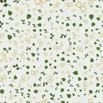 Seamless pattern design with minimalist foliage and leaf on neutral backgroun Stock Illustration