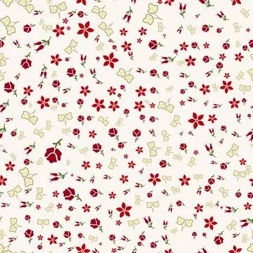Seamless pattern design of mixed red flowers on neutral background Illustrazione stock