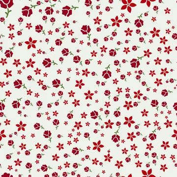 Seamless pattern design of red roses and simple star on neutral background 스톡 일러스트