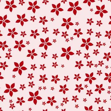 Seamless pattern design of scattered red star flowers on neutral background 스톡 일러스트