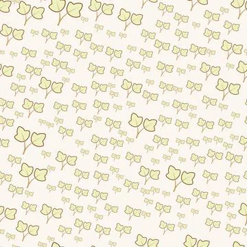 Seamless pattern design of small green leaves on neutral background Stock Illustration