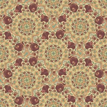Seamless pattern design with a stacked colored mandala with bears Stock Illustration