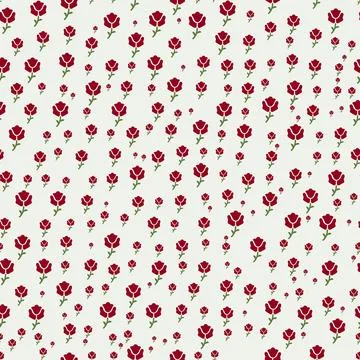 Seamless pattern design of tiny red rose buds on neutral background イラスト素材