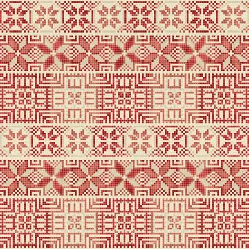 Seamless pattern design with traditional Palestinian embroidery motif Stock Illustration
