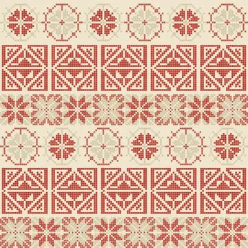 Seamless pattern design with traditional Palestinian embroidery motif Stock Illustration