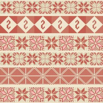 Seamless pattern design with traditional Palestinian embroidery motif Stock Illustration