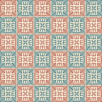 Seamless pattern design with traditional Palestinian embroidery motif Stock Illustration