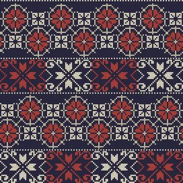 Seamless pattern design with traditional Palestinian embroidery motif Stock Illustration