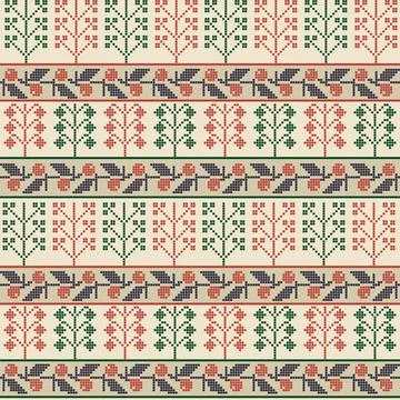 Seamless pattern design with traditional Palestinian embroidery motif Stock Illustration