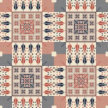 Seamless pattern design with traditional Palestinian embroidery motif Stock Illustration