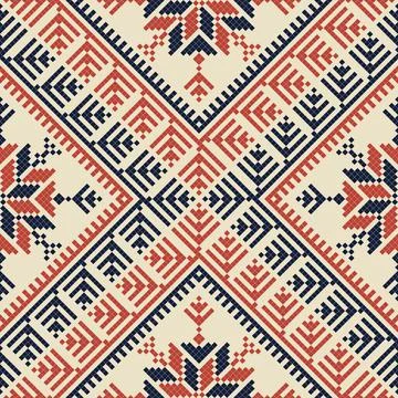 Seamless pattern design with traditional Palestinian embroidery motif Stock Illustration