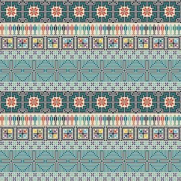 Seamless pattern design with traditional Palestinian embroidery motif Stock Illustration