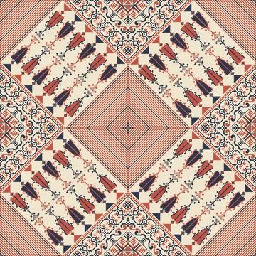 Seamless pattern design with traditional Palestinian embroidery motif Stock Illustration