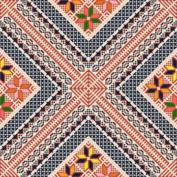 Seamless pattern design with traditional Palestinian embroidery motif Stock Illustration