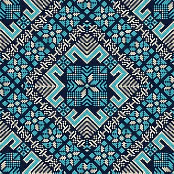 Seamless pattern design with traditional Palestinian embroidery motif Stock Illustration