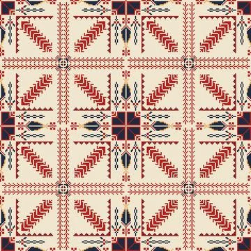 Seamless pattern design with traditional Palestinian embroidery motif Ilustración de archivo