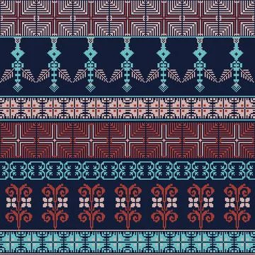 Seamless pattern design with traditional Palestinian embroidery motif Illustrazione stock