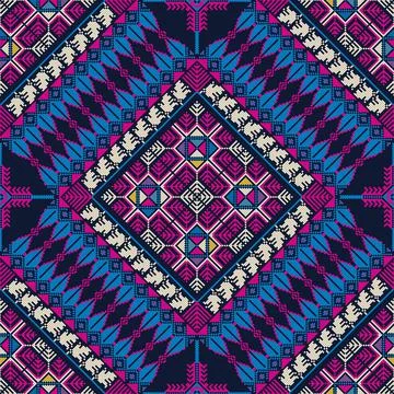 Seamless pattern design with traditional Palestinian embroidery motif Illustrazione stock