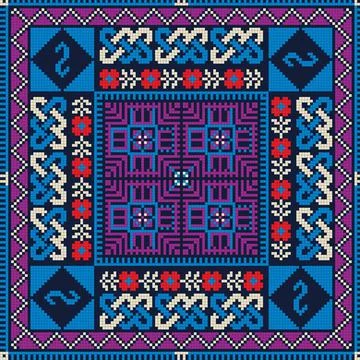 Seamless pattern design with traditional Palestinian embroidery motif Stock Illustration