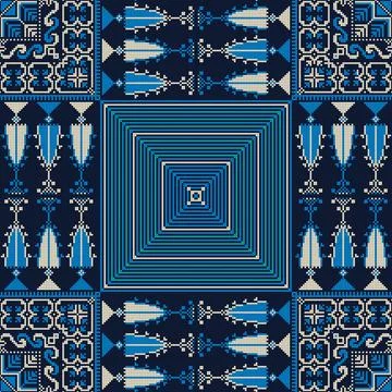 Seamless pattern design with traditional Palestinian embroidery motif Stock Illustration