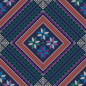 Seamless pattern design with traditional Palestinian embroidery motif Stockillustratie