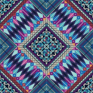 Seamless pattern design with traditional Palestinian embroidery motif Illustrazione stock