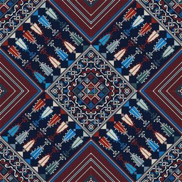 Seamless pattern design with traditional Palestinian embroidery motif Illustrazione stock