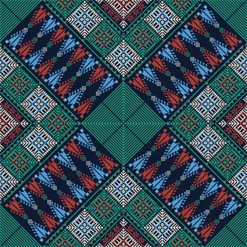 Seamless pattern design with traditional Palestinian embroidery motif 스톡 일러스트