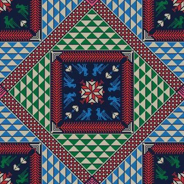Seamless pattern design with traditional Palestinian embroidery motif Stock Illustration