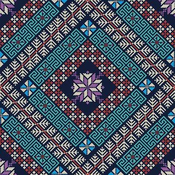 Seamless pattern design with traditional Palestinian embroidery motif イラスト素材
