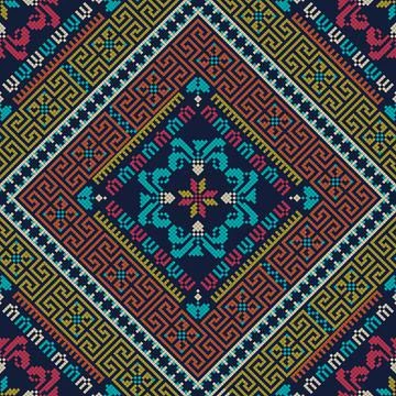 Seamless pattern design with traditional Palestinian embroidery motif Stock Illustration