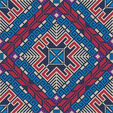 Seamless pattern design with traditional Palestinian embroidery motif イラスト素材